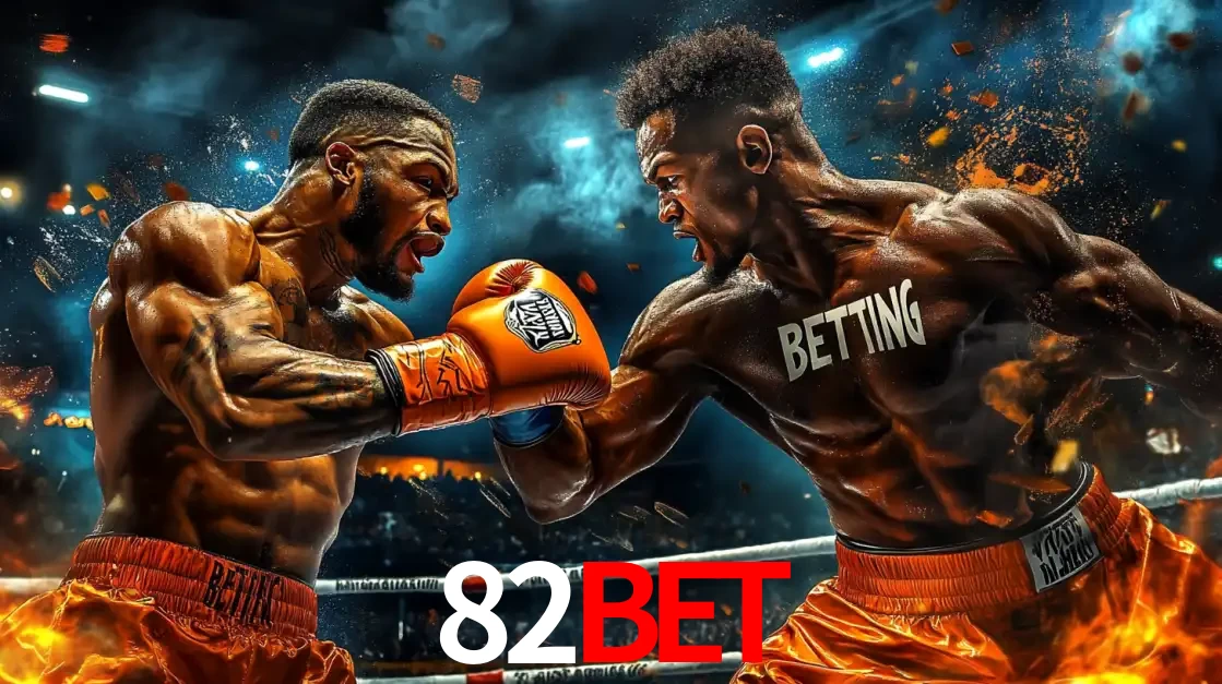 Dois boxeadores em uma luta intensa e explosiva, representando a adrenalina e as oportunidades de apostas em esportes de combate disponíveis na plataforma 82bet.